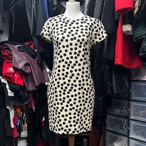 J. Crew Black and Cream Polka Dot Mini Dress